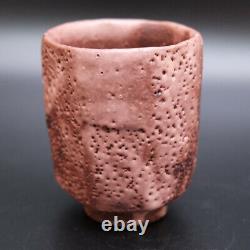 0718b Ken Matsuzaki Japanese Shino ware pottery Yunomi Tea Cup with Box
