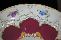12 Pc Antique Meissen B-Form Teacups & Saucers Floral Crossed Sword Tea Set B154