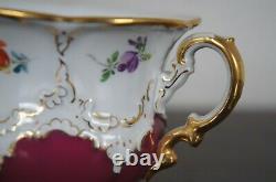 12 Pc Antique Meissen B-Form Teacups & Saucers Floral Crossed Sword Tea Set B154