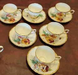 12 Piece 1920s Tuscan Fine Bone China Pansy Tea Cup Set Pattern C8361
