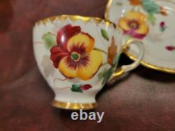 12 Piece 1920s Tuscan Fine Bone China Pansy Tea Cup Set Pattern C8361