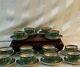12 Tea Cups & Saucers Emerald Green Cabbage Pattern 19th Century Qing