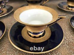 12pc JLMENAU Tea expresso Set Cobalt Blue Antique GERMANY CUP & SAUCER Porcelain