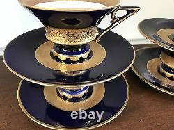 12pc JLMENAU Tea expresso Set Cobalt Blue Antique GERMANY CUP & SAUCER Porcelain