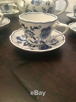 13 Piece Blue Danube Tea & Coffee Service Set Teapot, onion cups & saucers