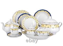 14pc Blueberry Czech Porcelain Tea Service Set European Tea Set Thun Teaset 14/6