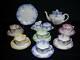 16 Pc Shelley Dainty Tea Set Teapot Creamer & Sugar 6 Cups & Saucers In 6 Colors