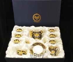 17 Pcs Bone China black & Gold Greek Key Versailles Design Tea Set