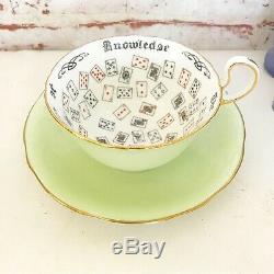 1800's Vintage Fortune Telling Tea Cup Saucer Antique Aynsley Cup of Knowledge