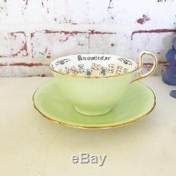 1800's Vintage Fortune Telling Tea Cup Saucer Antique Aynsley Cup of Knowledge