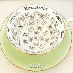 1800's Vintage Fortune Telling Tea Cup Saucer Antique Aynsley Cup of Knowledge