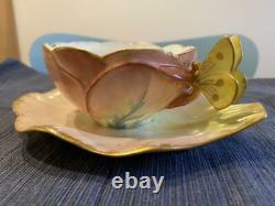 1803s Antique Dresden butterfly handle Tea cup and Saucer Excellent