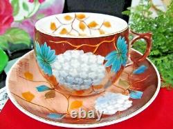 1861 Erdmann Schlegelmilch tea cup and saucer painted large German teacup floral