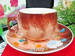 1861 Erdmann Schlegelmilch tea cup and saucer painted large German teacup floral