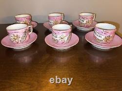 1890s Antique Tea Cups And Saucers Demitasse Victorian Souvenir FREE SHIPPING