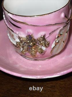1890s Antique Tea Cups And Saucers Demitasse Victorian Souvenir FREE SHIPPING