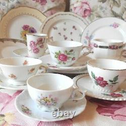 18 Piece Tea Cup Trios. Tea Cups, Saucers and Plates Set. Bridal Shower/ Shabby