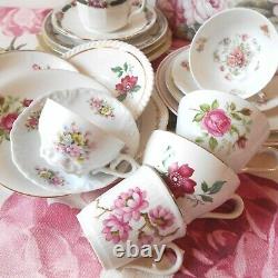 18 Piece Tea Cup Trios. Tea Cups, Saucers and Plates Set. Bridal Shower/ Shabby