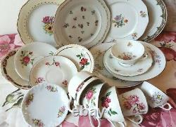 18 Piece Tea Cup Trios. Tea Cups, Saucers and Plates Set. Bridal Shower/ Shabby