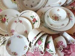 18 Piece Tea Cup Trios. Tea Cups, Saucers and Plates Set. Bridal Shower/ Shabby