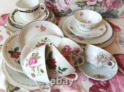 18 Piece Tea Cup Trios. Tea Cups, Saucers and Plates Set. Bridal Shower/ Shabby