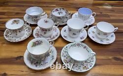 18pcs Assorted English Fine Bone China Tea Cups & Saucers, Floral Multicolor EUC