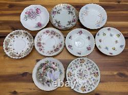 18pcs Assorted English Fine Bone China Tea Cups & Saucers, Floral Multicolor EUC