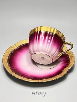 18th. C Sevres Porcelain Chocolate Tea Cup Saucer Set Purple Gold Shell Mark MD
