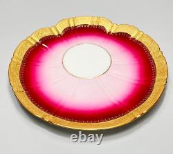 18th. C Sevres Porcelain Chocolate Tea Cup Saucer Set Purple Gold Shell Mark MD