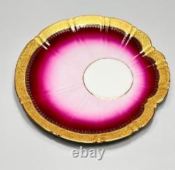 18th. C Sevres Porcelain Chocolate Tea Cup Saucer Set Purple Gold Shell Mark MD
