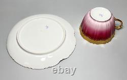 18th. C Sevres Porcelain Chocolate Tea Cup Saucer Set Purple Gold Shell Mark MD