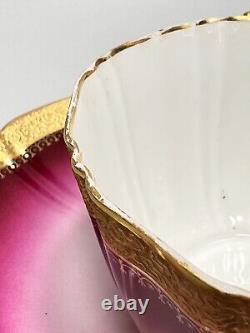 18th. C Sevres Porcelain Chocolate Tea Cup Saucer Set Purple Gold Shell Mark MD