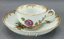 18th Century Royal Vienna Hand Painted Floral & Gold Tea Cup & Saucer A