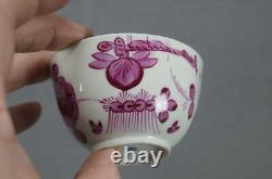 18th Century Wallendorf Germany Hand Painted Puce Strawflower Tea Cup & Saucer A
