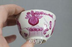 18th Century Wallendorf Germany Hand Painted Puce Strawflower Tea Cup & Saucer D