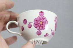 18th Century Wallendorf Germany Hand Painted Puce Strawflower Tea Cup & Saucer D