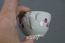 18th Century Wallendorf Germany Hand Painted Puce Strawflower Tea Cup & Saucer D