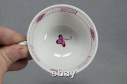 18th Century Wallendorf Germany Hand Painted Puce Strawflower Tea Cup & Saucer D