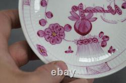18th Century Wallendorf Germany Hand Painted Puce Strawflower Tea Cup & Saucer D