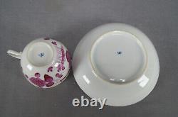 18th Century Wallendorf Germany Hand Painted Puce Strawflower Tea Cup & Saucer D