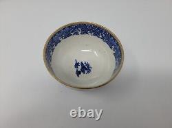 18th Century Worcester Cauley Teacup and Saucer Blue On White Transferware
