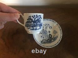 18th c Dr Wall Worcester Porcelain Chinese Pagoda Fence & Flowers Tea Cup Saucer