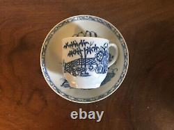 18th c Dr Wall Worcester Porcelain Chinese Pagoda Fence & Flowers Tea Cup Saucer