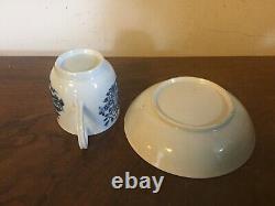 18th c Dr Wall Worcester Porcelain Chinese Pagoda Fence & Flowers Tea Cup Saucer