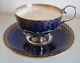 1908 Antique Mintons Tea Cup & Saucer With Sterling Silver Holder & Handle=rare