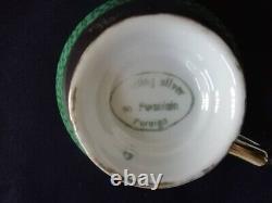 1930 Antique Art Deco Cup & saucer Sterling silver on Porcelain made in England