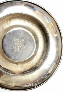 1930's Chinese Solid Silver Flower Wine Tea Cup & Saucer Marked