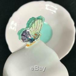 1940s Highly Sought Paragon England Butterfly Handle Pink Cup and Saucer MINT