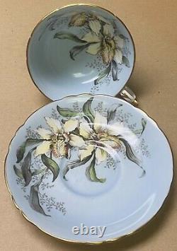1940s Paragon Cup & Saucer Blue Lady Slipper