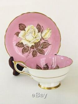 1940s Pink Paragon Huge White Cabbage Rose teacup A277 Beautiful